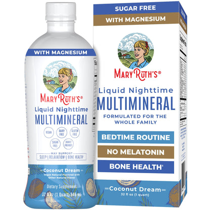 MaryRuth's Liquid Nighttime Multimineral | NO Melatonin | Bedtime Routine | Magnesium Citrate | Calcium | Zinc | Vitamin D3| Available in 4 Flavors | Vegan | Sugar Free | Gluten Free | 32 Oz - Nirvana Guru