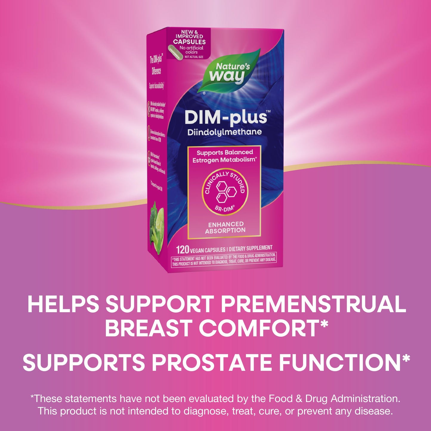 Nature's Way DIM-Plus, DIM Supplement, Supports Balanced Estrogen Metabolism*, Supports Estrogen Hormone Balance*, Diindolylmethane, 120 Vegan Capsules (Packaging May Vary) - Nirvana Guru