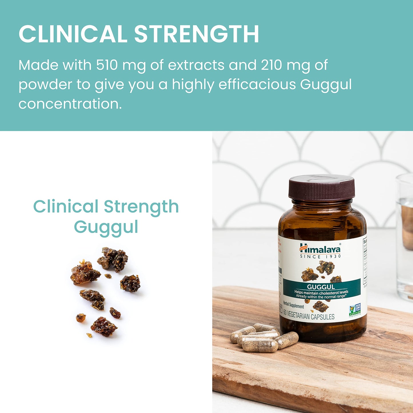 Himalaya Guggul Herbal Supplement, HDL & LDL Support, Liver Health, Liver Cleansing, Triglyceride Support, Bile Production, 720 mg, Non-GMO, Vegetarian, 60 Capsules, 1 Pack - Nirvana Guru
