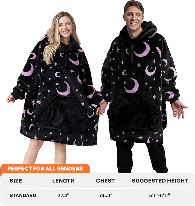 Giggling Getup Wearable Blanket Hoodie for Women and Men Sherpa Fleece Hooded Blanket Sweatshirt Warm Cozy Sherpa Wearable Throw Oversized Hoodie with Giant Pocket & Sleeves for Adult Halloween Cat nirvanaguru