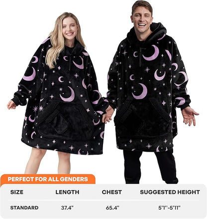 Giggling Getup Wearable Blanket Hoodie for Women and Men Sherpa Fleece Hooded Blanket Sweatshirt Warm Cozy Sherpa Wearable Throw Oversized Hoodie with Giant Pocket & Sleeves for Adult Halloween Cat nirvanaguru