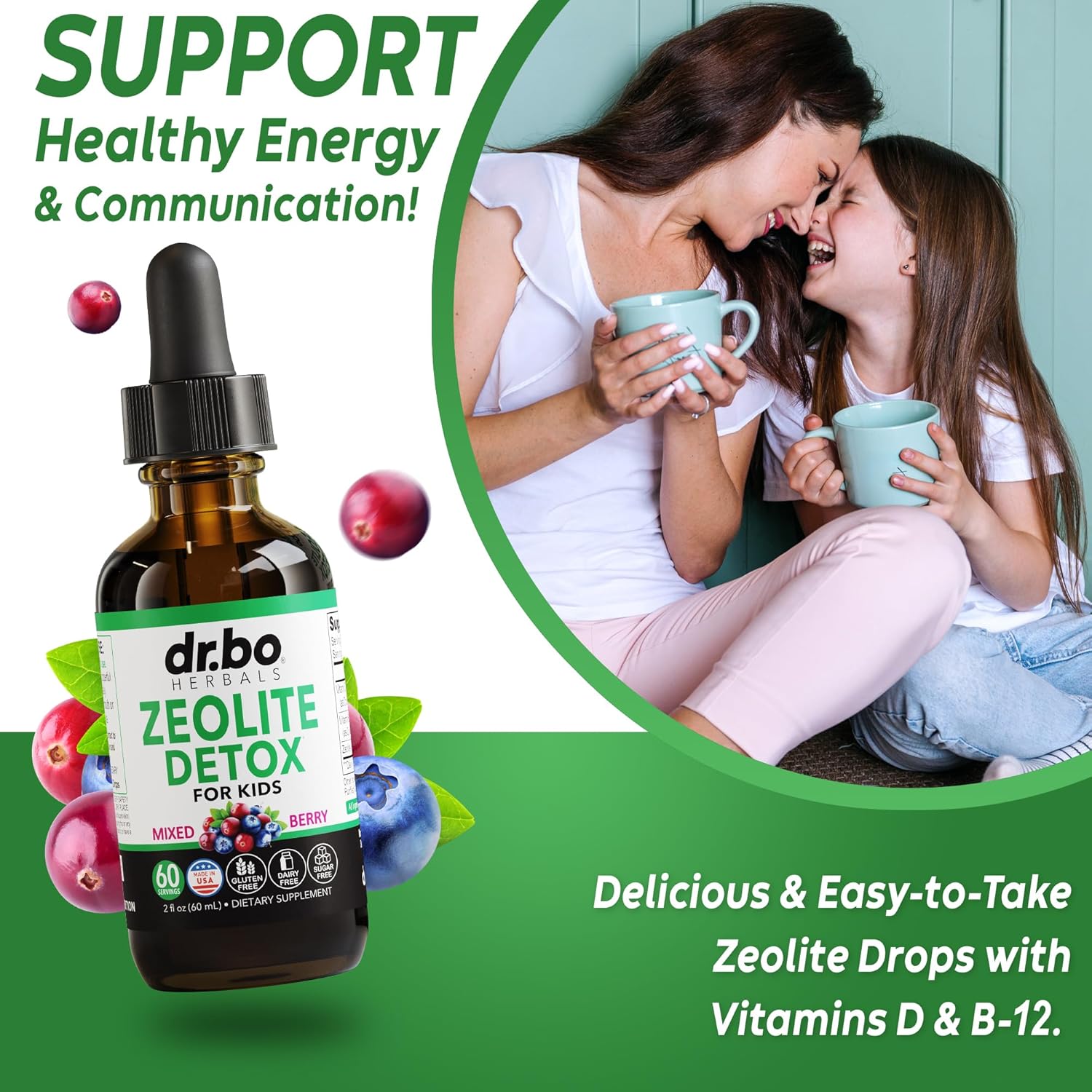 Zeolite Detox for Kids Liquid Drops - Advanced Clinoptilolite with Pure Vitamins B12 & D - Kids Gentle Body Daily Cleanse Focus & Speech Extra Clinoptilolite Zeolite Drops Detox Cleanse Supplement 2oz Nirvana Guru