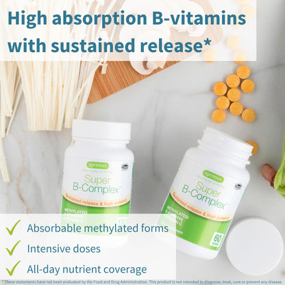 Igennus Super B-Complex Methylated B-Vitamins, Sustained Release, Clean Label, High Strength, with Methylfolate & B12 Methylcobalamin, Vegan, Lab Verified, 60 Small Tablets Nirvana Guru