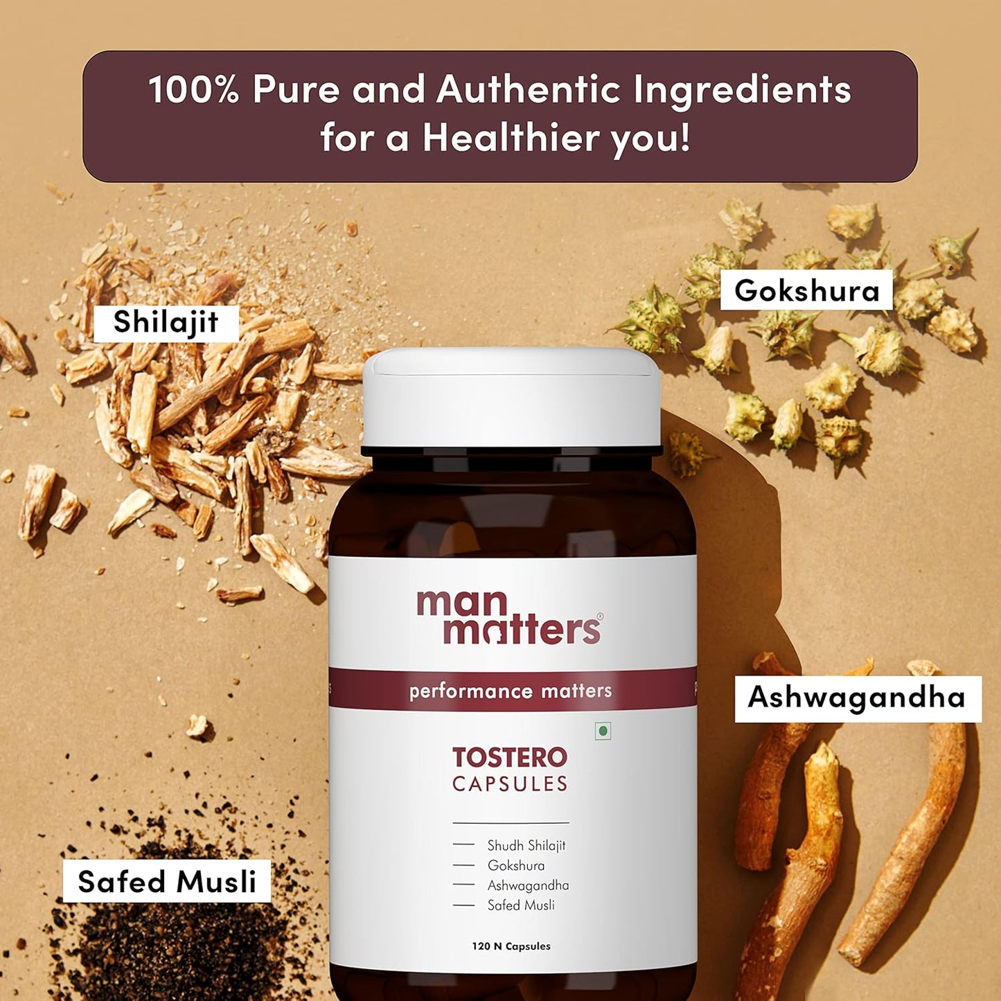 Pure Shilajit, Gokshura, Kesar, Ashwagandha, Safed Musli Capsules for Men | 20 Natural Herbs | 180 Tablets Nirvana Guru