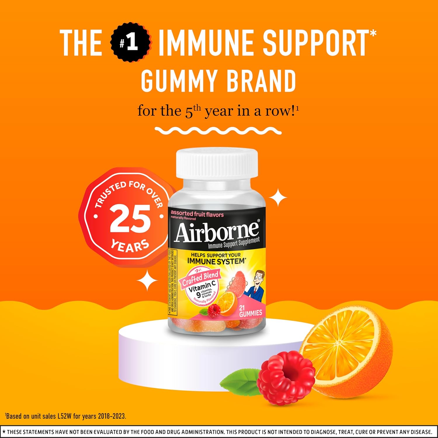 Airborne Immune Support Supplement with Vitamin C Chewable Gummies, 21 Count Nirvana Guru