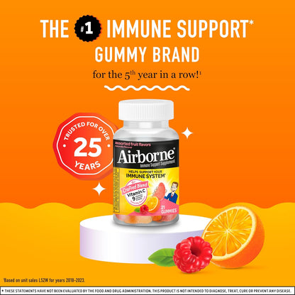 Airborne Immune Support Supplement with Vitamin C Chewable Gummies, 21 Count Nirvana Guru