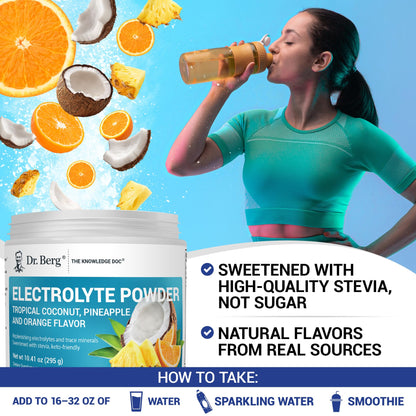Dr. Berg Zero Sugar Hydration Keto Electrolyte Powder - Enhanced w/ 1000 mg of Potassium & Real Pink Himalayan Salt (NOT Table Salt) - Raspberry & Lemon Flavor Hydration Drink Supplement, 100 Servings Nirvana Guru