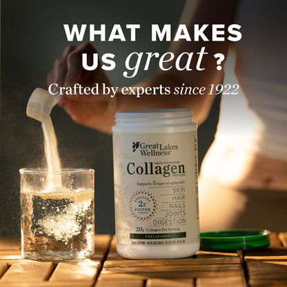 Great Lakes Wellness Collagen Peptides Powder for Skin, Hair, Nails, Joints & Digestion - Unflavored - Quick Dissolve Hydrolyzed, Non-GMO, Keto, Kosher - 16oz
