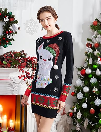 v28 Varied Ugly Christmas Sweater for Women Funny Reindeer Knit Sweaters Dress nirvanaguru