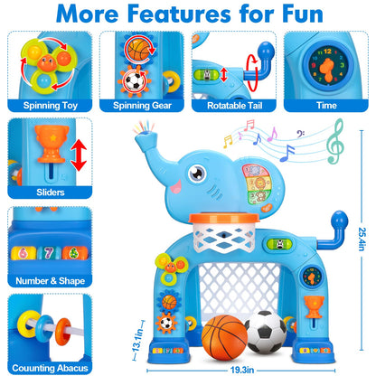 Toddler Basketball Hoop & Soccer Goal, Toys for 1 2 3 Year Old Boys Girls, Kids Sports Toy with Light Sound Music, Montessori Toys for Baby 12-18 Months, Christmas Birthday Gifts for Ages 1-3(Blue） Nirvana Guru