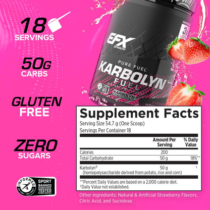 EFX Sports Karbolyn Fuel | Fast-Absorbing Carbohydrate Powder | Carb Load, Sustained Energy, Quick Recovery | Stimulant Free | 39 Servings (Neutral) Nirvana Guru