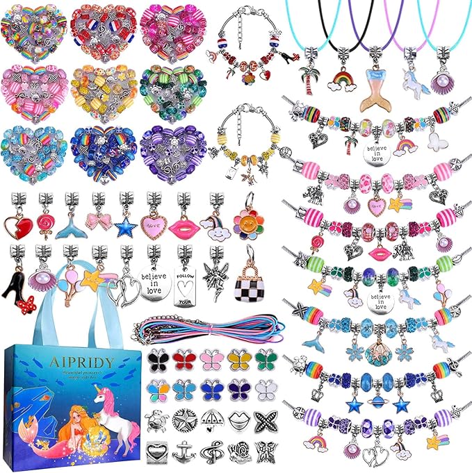 AIPRIDY 150 Pieces Charm Bracelet Making Kit,Unicorn Mermaid Crafts Gifts Set Can Inspires Imagination and Creativity,Jewelry Making Kit Perfect Gifts for Girls 5-12 Years Old (150 Pieces) nirvanaguru