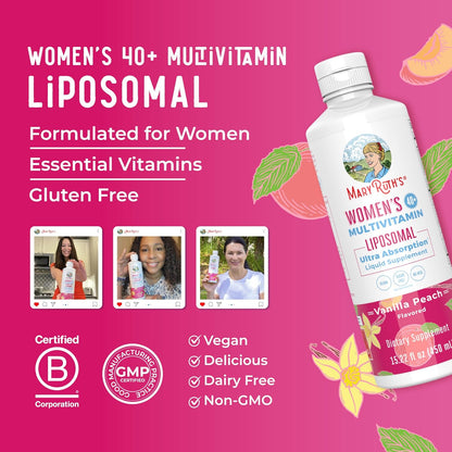 MaryRuth Organics Multivitamin for Women 40+, Womens Multivitamin Liposomal, Immune Support Supplement, Energy Supplements & Sleep Aid, Vegan, Sugar Free, Non-GMO, 15.22 Fl Oz - Nirvana Guru