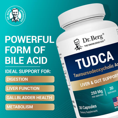 Dr. Berg TUDCA Supplement (Tauroursodeoxycholic Acid) - Powerful Formula for Liver Health, Bile Flow, Gallbladder Support, and Digestive Health* - 30 Capsules - Nirvana Guru