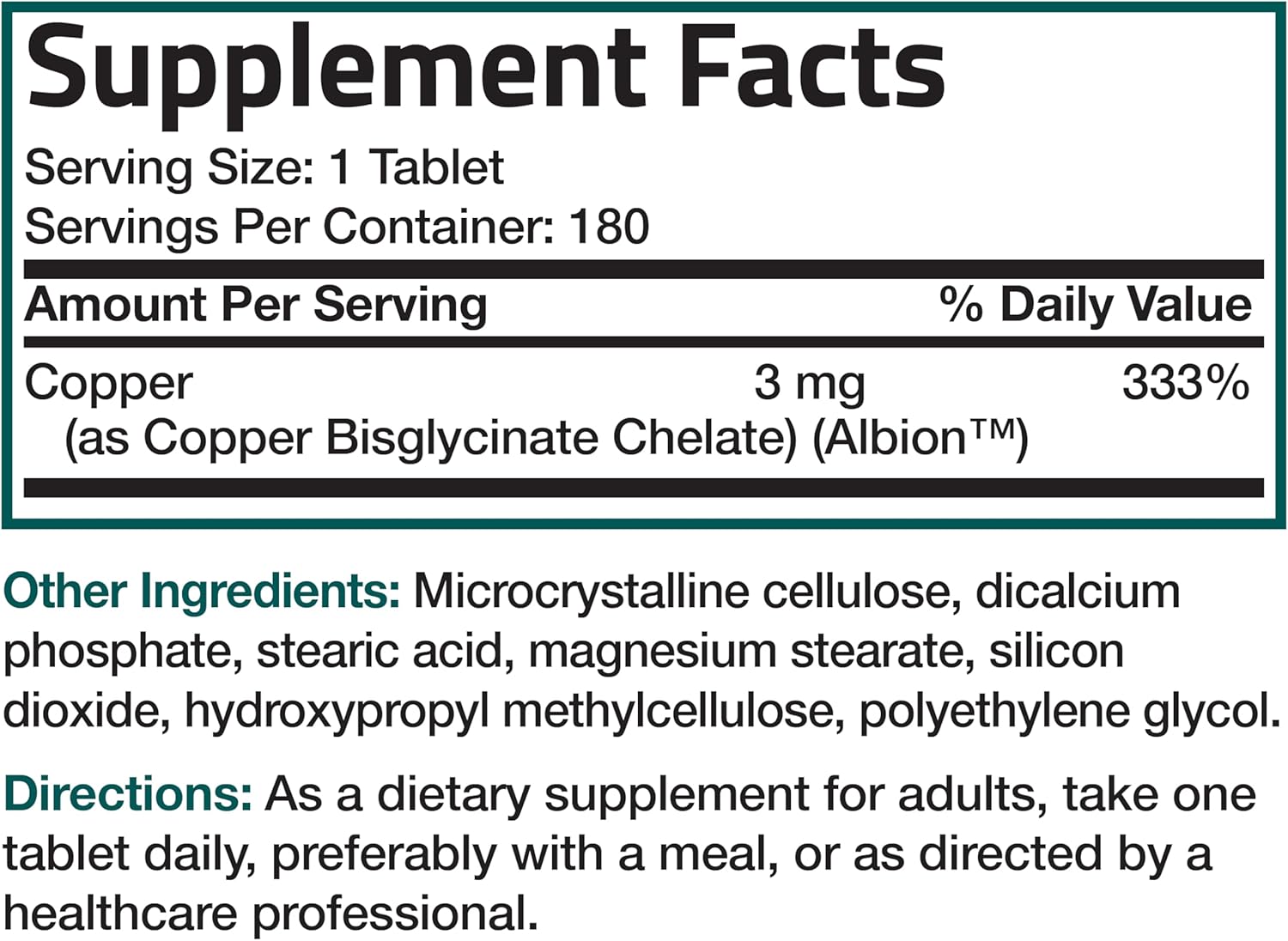 Bronson Copper Glycinate 3mg Chelated Superior Absorption Non-GMO, 180 Vegetarian Tablets Nirvana Guru