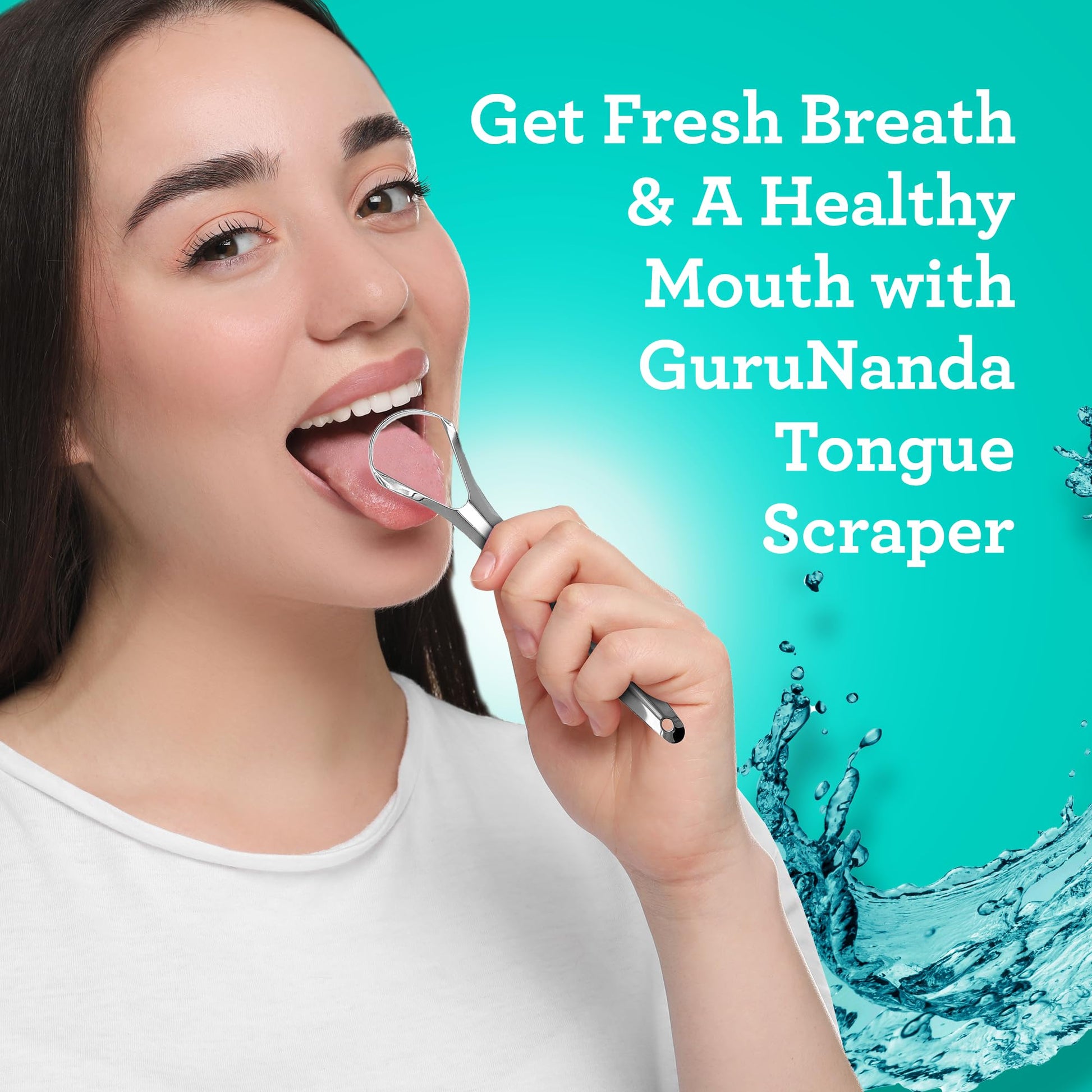 GuruNanda Tongue Scraper for Adults (2 Pack) with Travel Case, 420 Medical-Grade 100% Stainless Steel Tongue Cleaner, Aids in Fresh Breath & Oral Care Nirvana Guru