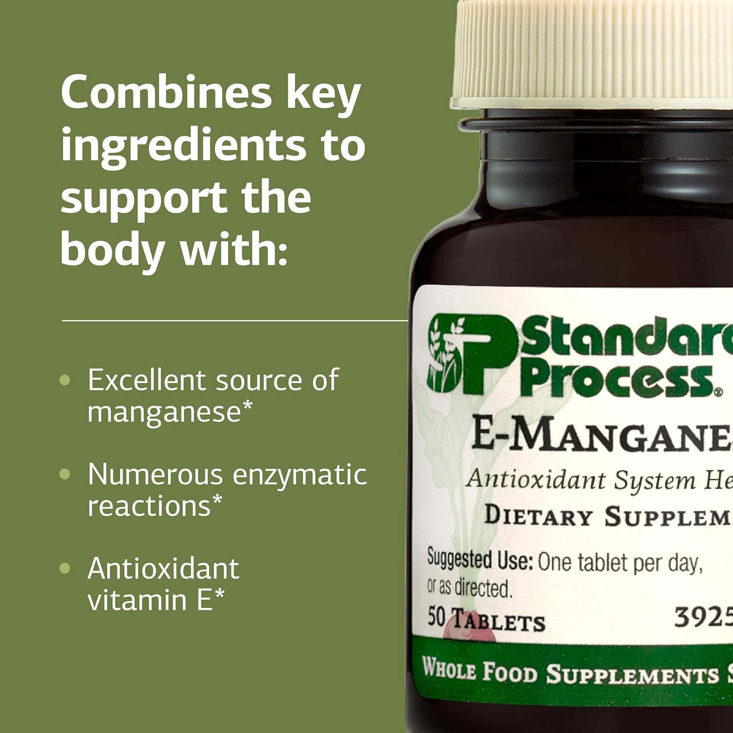 Standard Process E-Manganese - Antioxidant Health Support - Whole Food-Based Supplement with Vitamin E & Manganese - Supplement to Aid Cellular Health - 50 Tablets Nirvana Guru