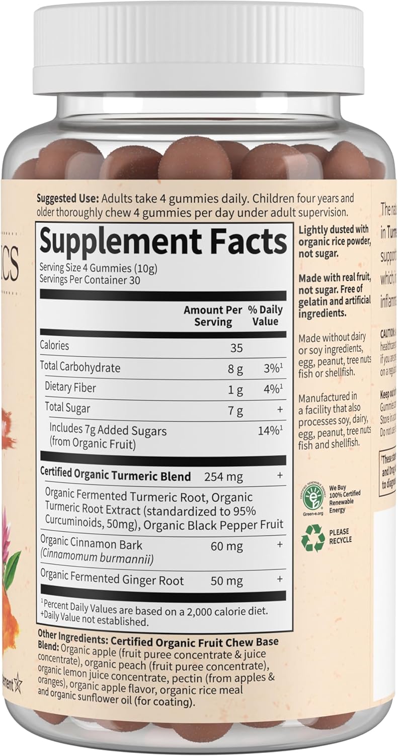 Garden of Life Organics Turmeric Inflammatory Response Gummy - 120 Real Fruit Gummies for Kids & Adults, 50Mg Curcumin (95% Curcuminoids), No Added Sugar, Organic, Non-GMO, Vegan & Gluten Free - Nirvana Guru