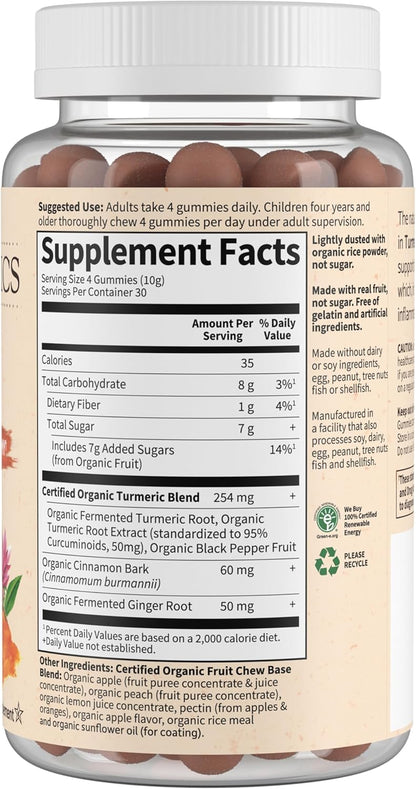 Garden of Life Organics Turmeric Inflammatory Response Gummy - 120 Real Fruit Gummies for Kids & Adults, 50Mg Curcumin (95% Curcuminoids), No Added Sugar, Organic, Non-GMO, Vegan & Gluten Free - Nirvana Guru