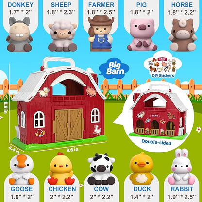 Aigybobo Farm Animals Big Barn Toys for 1 2 3 Year Old, Toddler Montessori Learning Toy, Farm Playset with Animal Figures and DIY Stickers, Christmas Birthday Gift for Baby Boys Girls Age 12-18 Months nirvanaguru