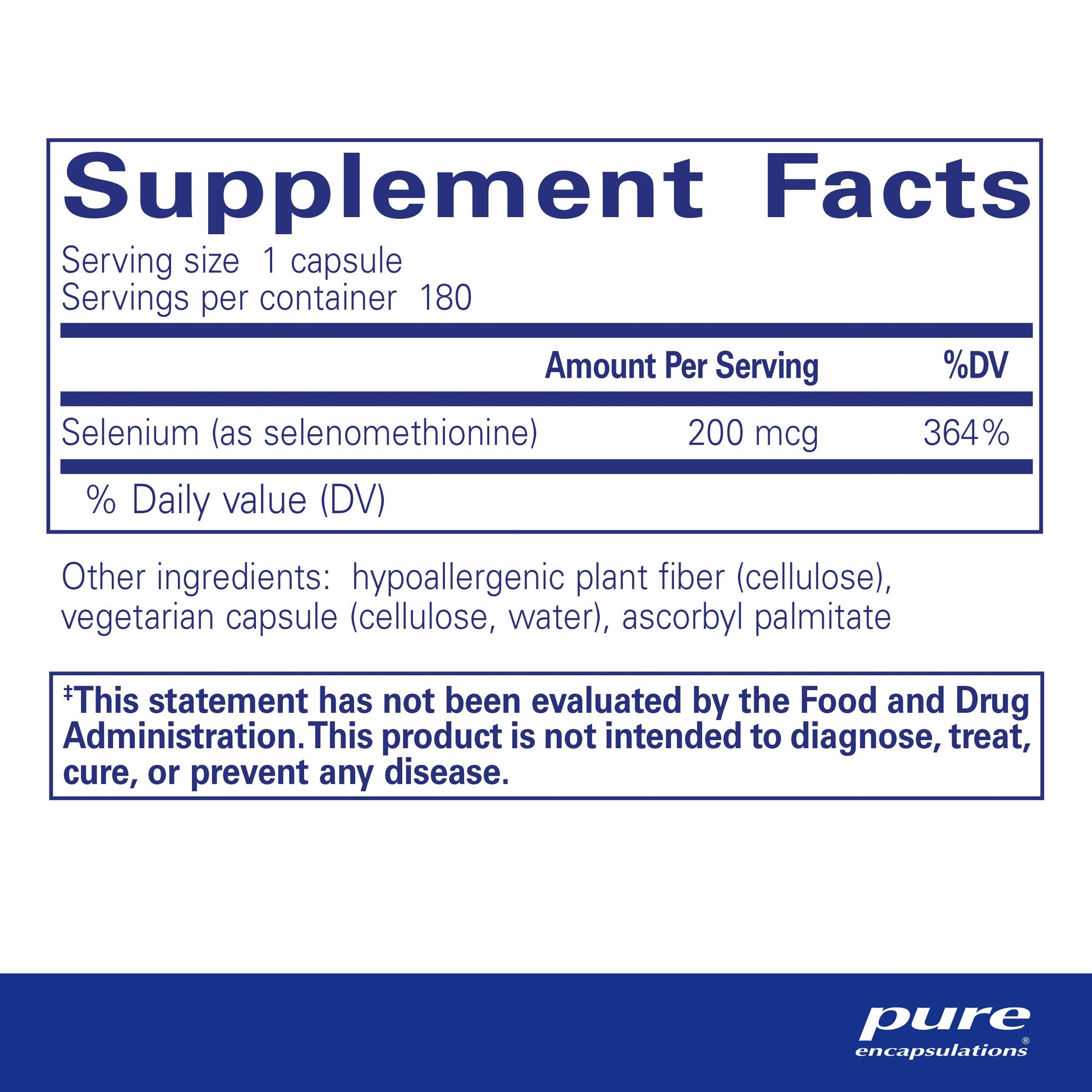 Pure Encapsulations Selenium - 200 mcg - for Healthy Cellular Function, Immune System & Antioxidant Defenses - Mineral Supplement - Vegan & Gluten Free - 60 Capsules Nirvana Guru