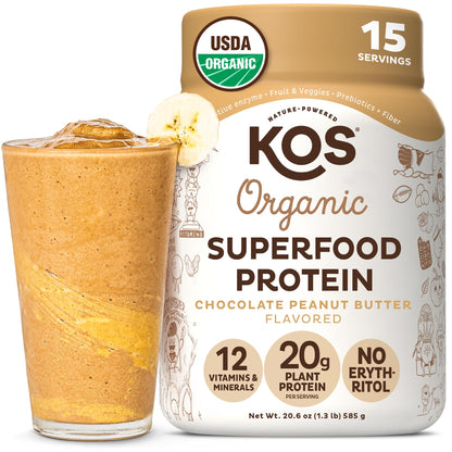 KOS Vegan Protein Powder Erythritol Free, Vanilla USDA Organic - Pea Protein Blend, Plant Based Superfood Rich in Vitamins & Minerals - Keto, Dairy Free - Meal Replacement for Women & Men, 28 Servings - Nirvana Guru