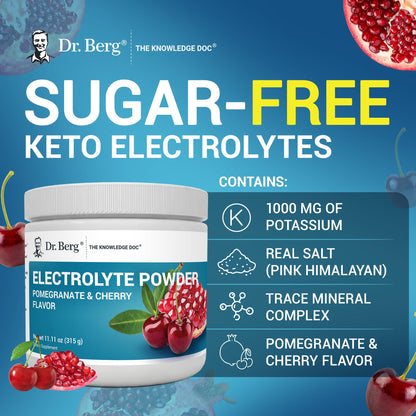 Dr. Berg Zero Sugar Hydration Keto Electrolyte Powder - Enhanced w/ 1000 mg of Potassium & Real Pink Himalayan Salt (NOT Table Salt) - Raspberry & Lemon Flavor Hydration Drink Supplement, 100 Servings Nirvana Guru