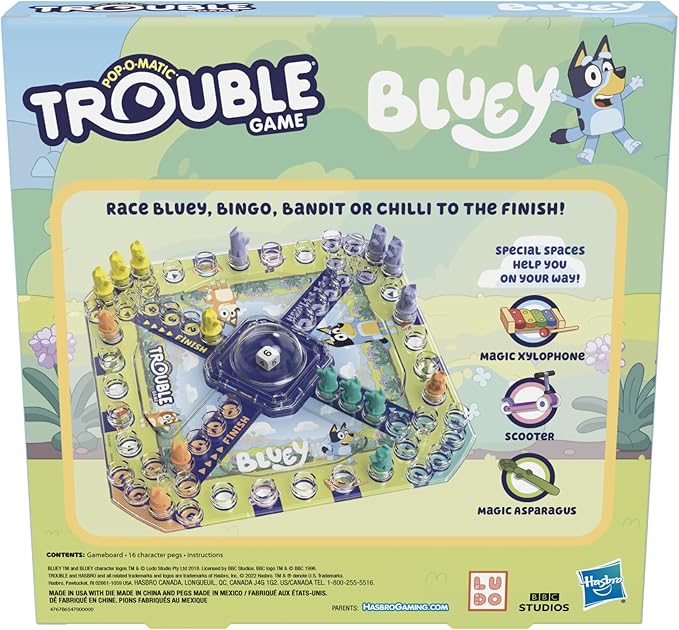 Hasbro Gaming Trouble: Bluey Edition Board Game for Kids, 2-4 Players, Race Bluey, Bingo, Bandit, or Chilli to The Finish, Ages 5 and Up (Amazon Exclusive) nirvanaguru