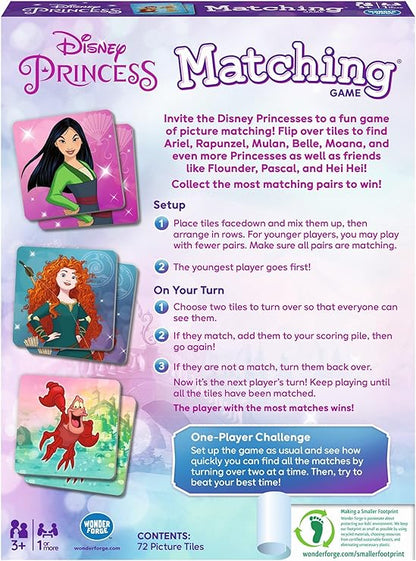 Wonder Forge Disney Princess Matching Game – Fun Memory Game for Kids Ages 3 and Up – Toddler Learning Toy Featuring Belle, Ariel, and Elsa and more Disney Princesses - Packaging May Vary nirvanaguru