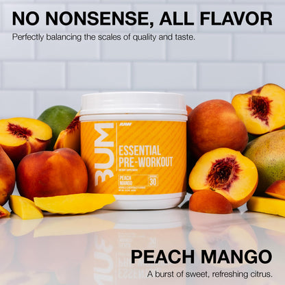 RAW Nutrition - Essential Pre - Chris Bumstead Pre Workout Formula, Sports Nutrition Pre-Workout Powders | Men & Womens Drink, Energy Powder for Working Out (Peach Mango)