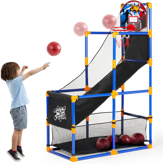 JOYIN Arcade Basketball Game Set with 4 Balls and Hoop for Kids 3 to 12 Years Old Indoor Outdoor Sport Play - Easy Set Up - Air Pump Included - Ideal for Competition Nirvana Guru