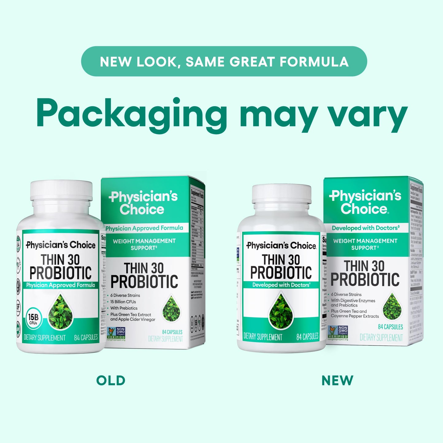 Physician's CHOICE Probiotics for Weight Management & Bloating - 6 Probiotic Strains - Prebiotics - Key ingredient Cayenne - Supports Gut Health - Weight Management for Women & Men - Green Tea - 30 CT