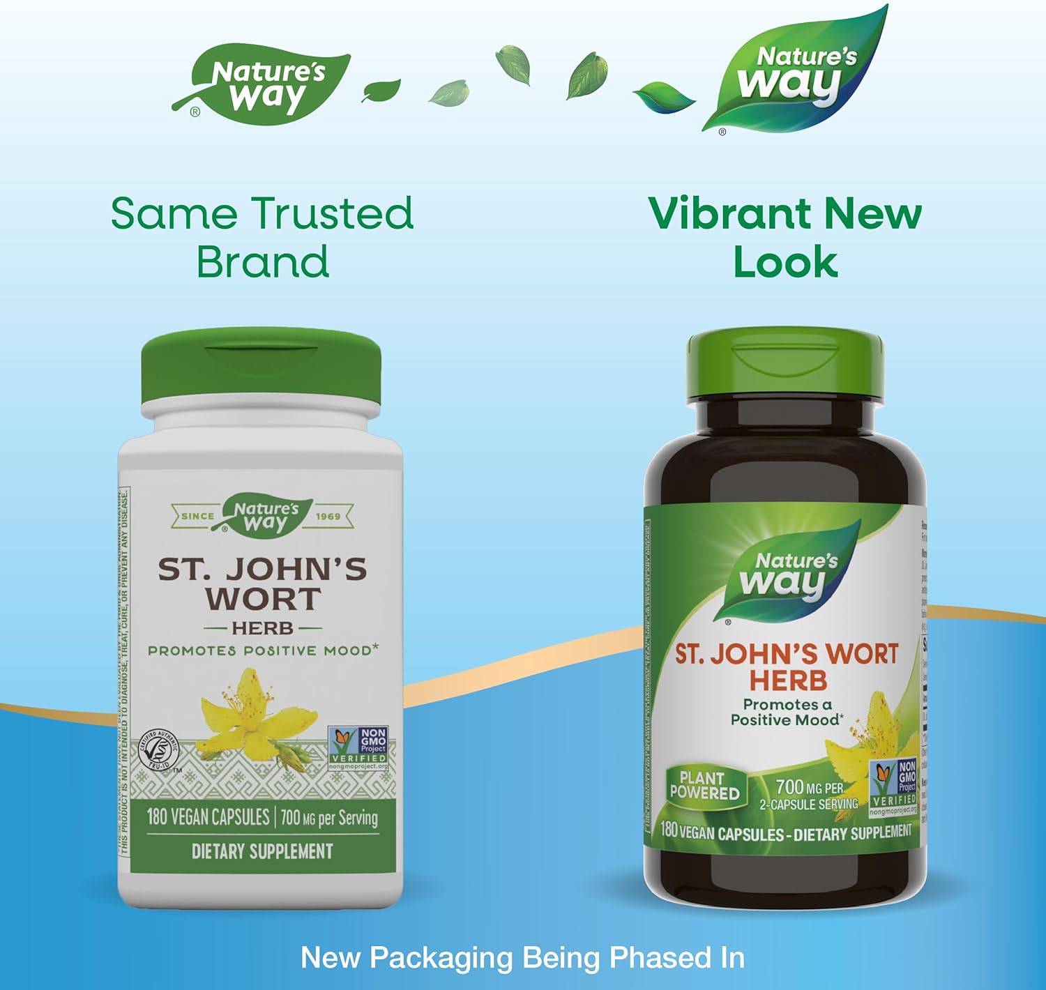 Nature's Way St. John’s Wort Herb, Promotes a Positive Outlook*, 700 mg per 2-Capsule Serving, Non-GMO Project Verified, Vegan, 180 Capsules (Packaging May Vary) - Nirvana Guru