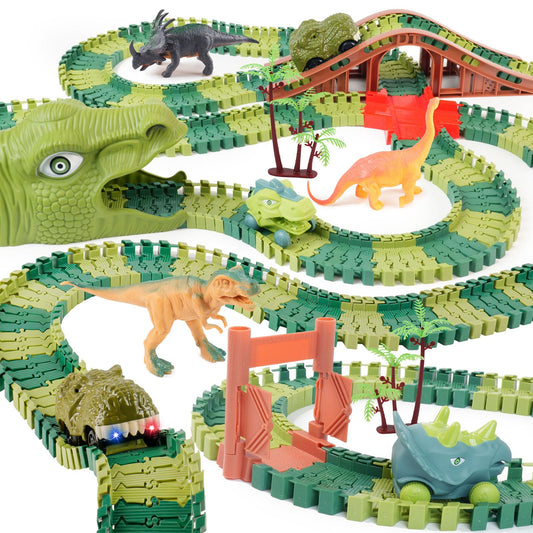 GIAT Dinosaur Track Toys - Best Birthday Gifts for 3 4 5 6 7 Year Old Boys Girls, Dinosaur Race Car Track with Light & Sound, Create A Dinosaur World Road Race Nirvana Guru