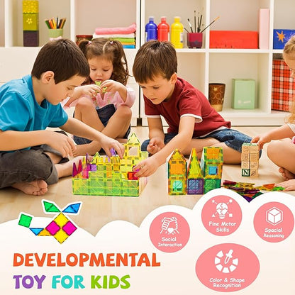 cossy 120Pcs Magnetic Tiles Magnetic 3D Building Blocks Set Educational Construction Toys for 3+ Year Kids with Stronger Magnets, Educational Toys, Recreational, Conventional Nirvana Guru
