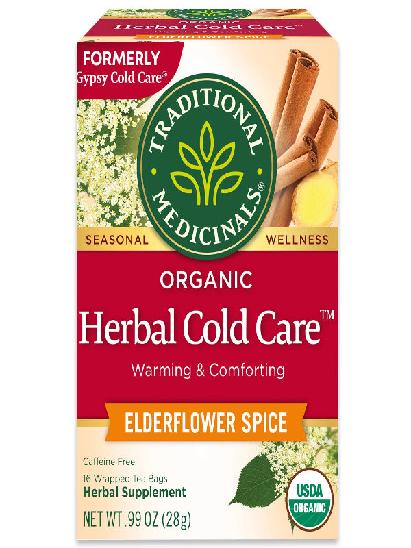 Traditional Medicinals Tea, Herbal Cold Care Seasonal Tea with Elderflower Spice, 16 Tea Bags - Nirvana Guru