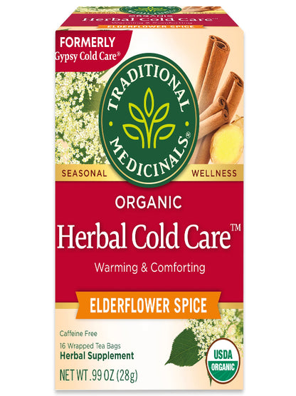 Traditional Medicinals Tea, Herbal Cold Care Seasonal Tea with Elderflower Spice, 16 Tea Bags - Nirvana Guru