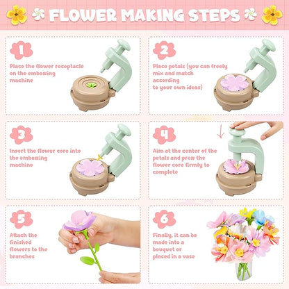 Fabric Flower Bouquets Toys, DIY Craft Kits Toys for Kids - Flowers Market Toy, Build Your Flower Bouquet, Arts & Crafts for 4 5 6 7 8 Year Toddler Girl, Educational Activity Preschool B-Day Gifts Nirvana Guru