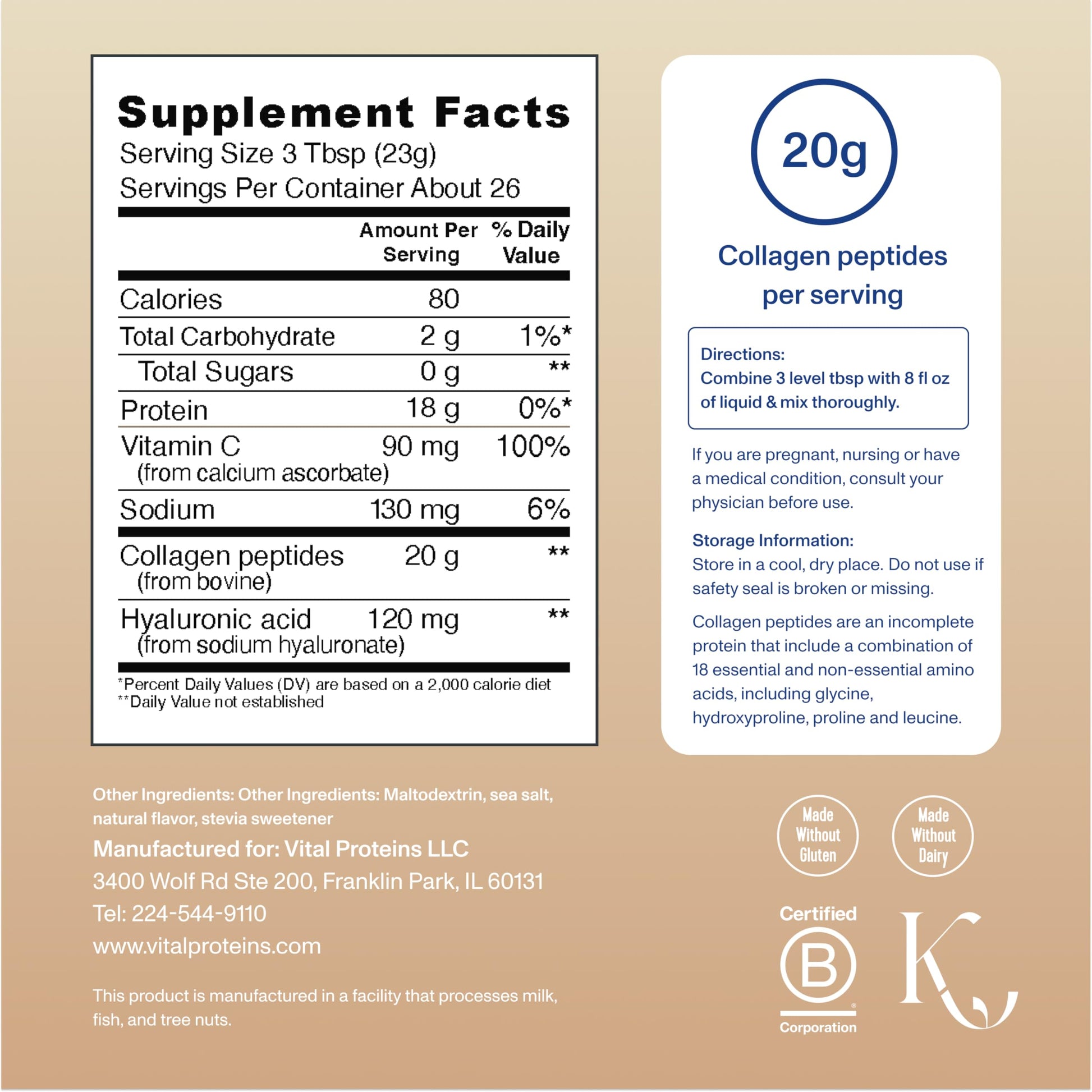 Vital Proteins Collagen Peptides Powder Advanced with Hyaluronic Acid & Vitamin C, Collagen Supplements, Unflavored, 13 Servings - Nirvana Guru