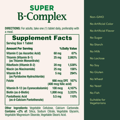 Nature's Bounty Super B Complex Vitamins with Vitamin C & Folic Acid, Vitamins for Immune & Cellular Energy Support, 150 Tablets Nirvana Guru