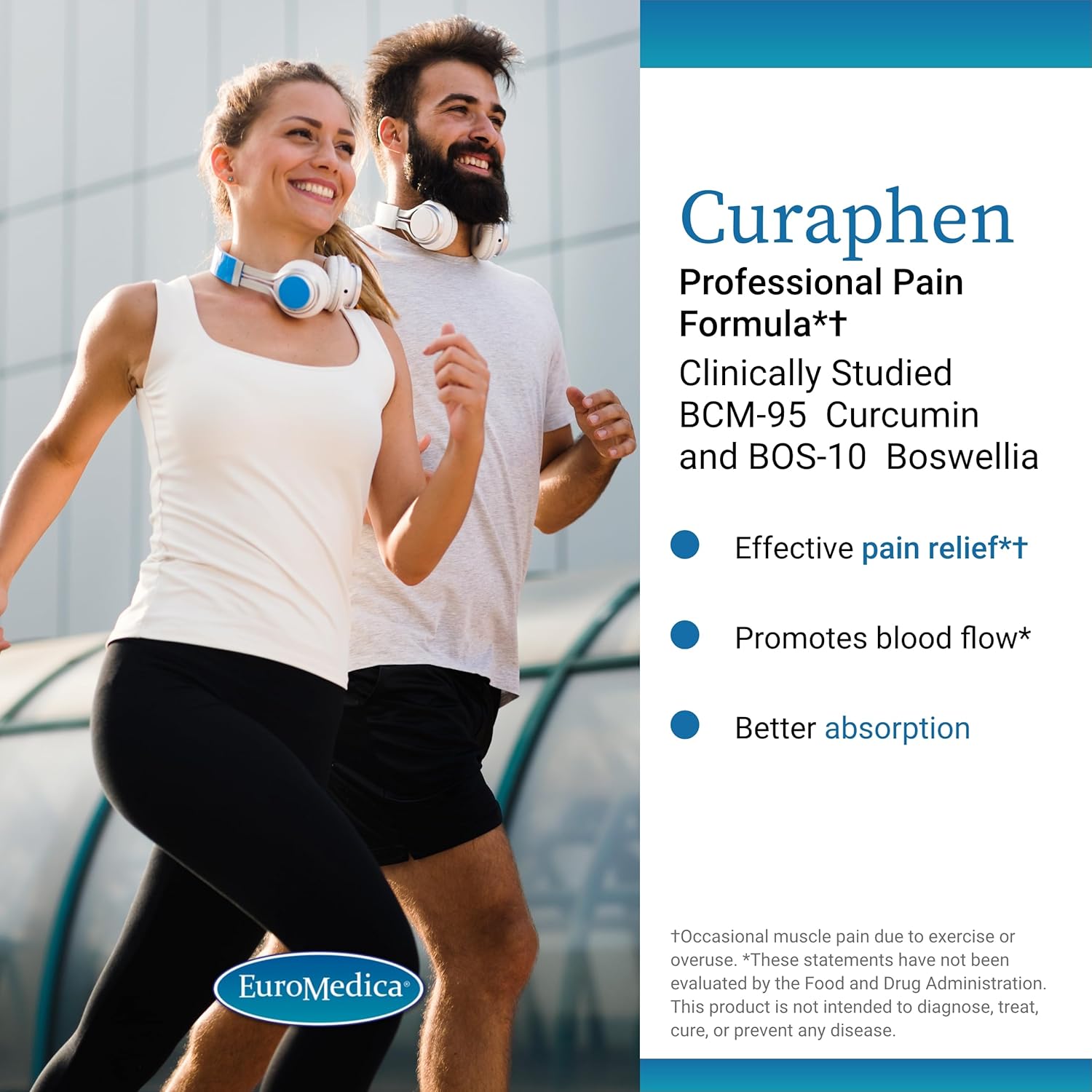 Euromedica Curaphen - Curcumin Supplement for Circulation & Endorphin Support - Support for Occasional Discomfort - Aids Healthy Muscles - 120 Capsules - Nirvana Guru