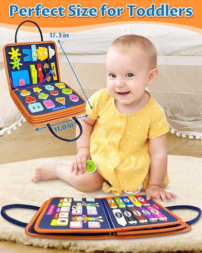 Exorany Busy Board Montessori Toys for Toddler Boy & Girl Birthday Gifts, Busy Book Learning Sensory Toys for Toddlers, Toddler Travel Toy Educational Activities Learn Fine Motor Skills nirvanaguru