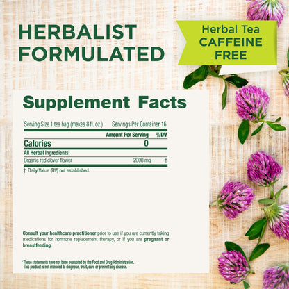 Traditional Medicinals Organic Red Clover, Caffeine Free, 16 Wrapped Tea Bags, 1.13 oz (32 g) - Nirvana Guru
