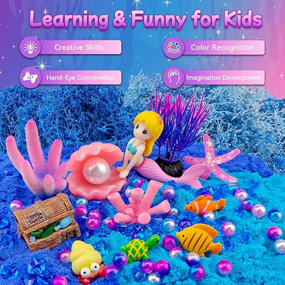 Mermaid Terrarium Craft Kit for Kids - LED Night Light Up & Remote Mermaid Birthday Gifts Toys for Girls Age 5 6 7 8 9 10 11 12 Year Old nirvanaguru