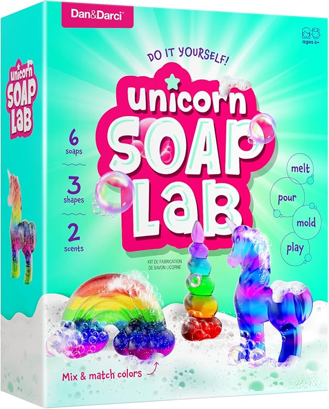 Dan&Darci Unicorn Soap Making Kit - Girls Crafts DIY Project Age 6+ Year Old Kids - Unicorn Girl Gifts - Science STEM Activity Teenage Gift - Make Your Own Soap Kits - Craft Toys Ages 6 7 8 9 10 11 12 nirvanaguru