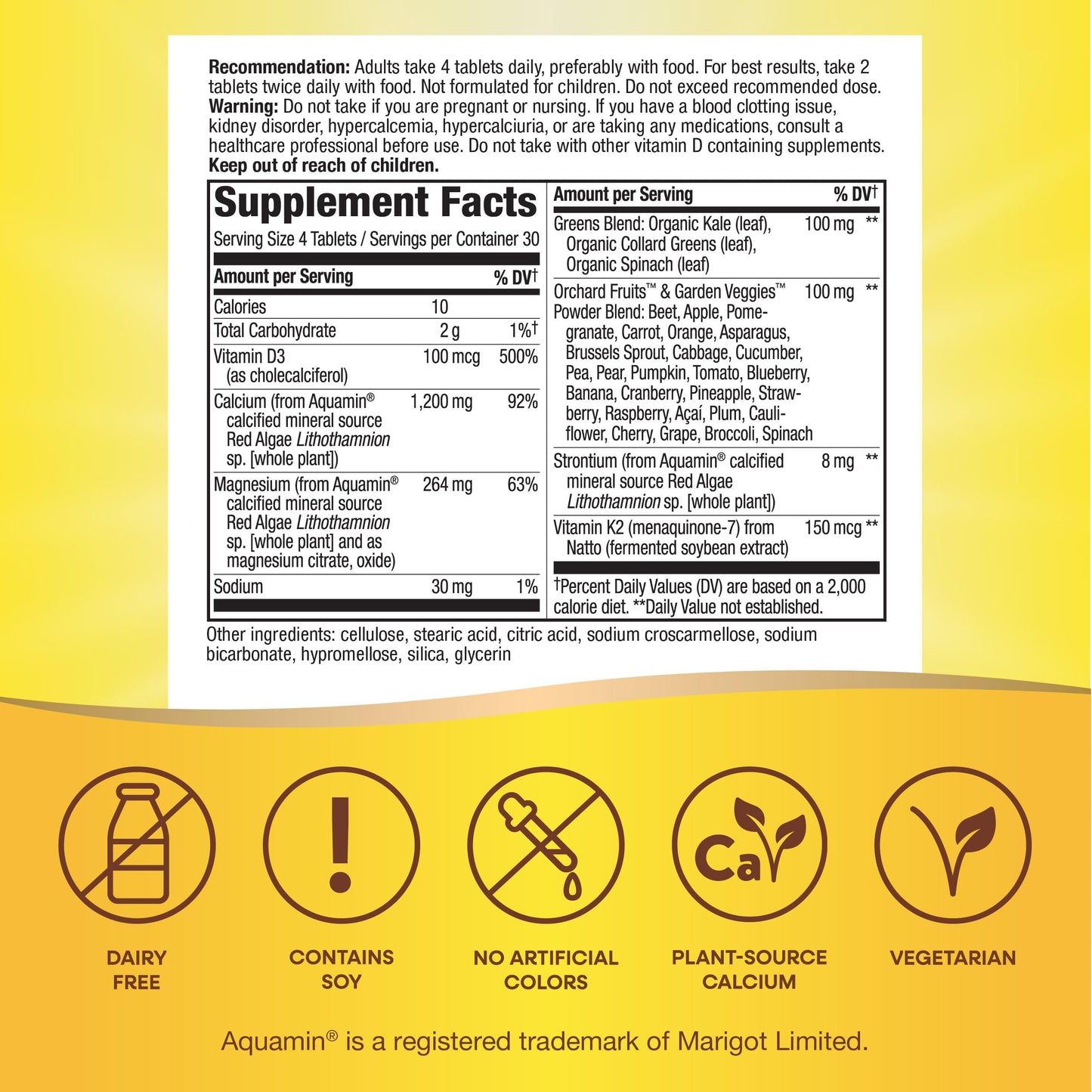 Nature's Way Alive! Calcium Max Absorption, Bone Support*, Plant Source Calcium, Vitamin D3 & K2, Magnesium, 120 Tablets (Packaging May Vary) - Nirvana Guru