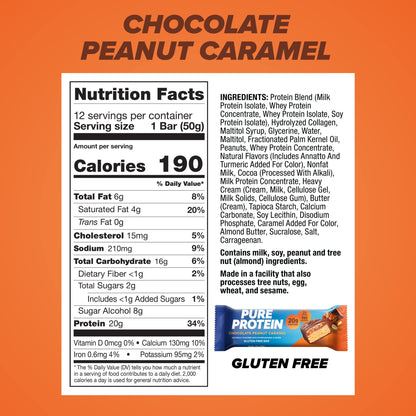 Pure Protein Bars, High Protein, Nutritious Snacks to Support Energy, Low Sugar, Gluten Free, Chocolate Deluxe, 1.76 oz., 12 Count(Pack of 1) (Packaging may vary)