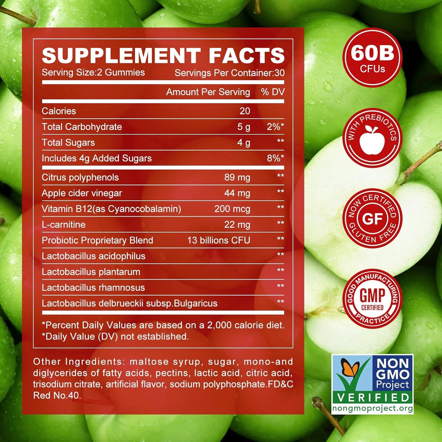 NEWELLME Apple Cider Vinegar Gummies B12 Multivitamin,ACV Supplement Gummy Vitamins,Non GMO, Vegetarian Supplement for Women & Men,Support Normal Energy Levels & Gut Health 30 Gummies (60)