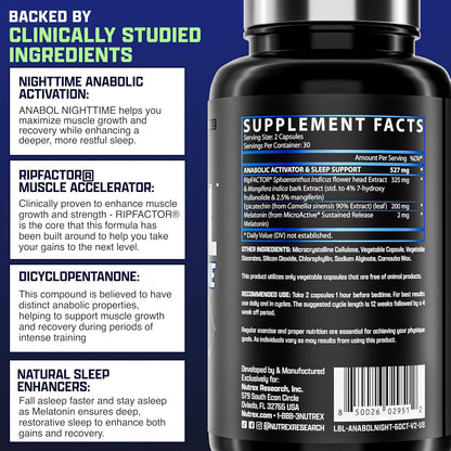 Nutrex Research Anabol Ripped & Nighttime PM Muscle Builder and Shredding Combo Nirvana Guru