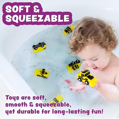 Tub Works® Construction™ Trucks Mold Free Bath Toys, 6 Pack | Sealed, No Hole Bath Toys Design Keeps Moisture Out | Soft, Squeezable & Float on Water | Baby & Toddler Bathtub Toys | Baby Pool Play nirvanaguru